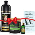 Herbishh Hair Color Shampoo for Gray Hair – Natural Hair Dye Shampoo – Lasts Up To 3-4 Weeks – 500ML – 3-In-1 Hair Color – Colors, Cleanses, and Conditions (Dark Brown Gift Set)