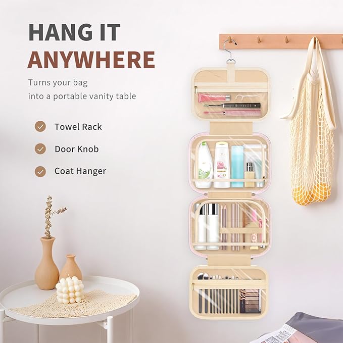 YOOLIFE Hanging Toiletry Bags - Initial Travel Toiletry Bag Large Capacity Personalized Bag for Traveling Women, Travel Essentials Gifts for Women Purple - P