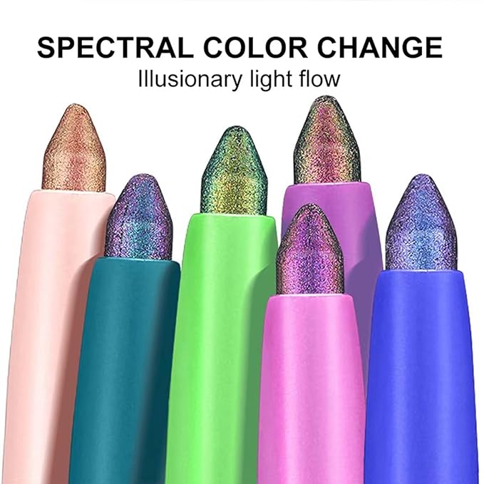 Green Eyeliner Chameleon Eyeliner Pen Eyeshadow Stick Colorful Cream Glitter Shimmer Eye shadow Waterproof Long Lasting Halloween Eye liner Pencil Party Stage Use # 02