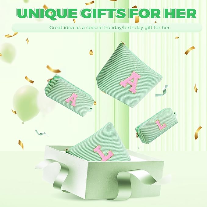 Gifts for Girls Teens Kids - Birthday Gift for Daughter Sister Her,Travel Essentials,Teen Girl Essentials,Cute Trendy Stuff Makeup Bag Set Cosmetic Bag - Green,S