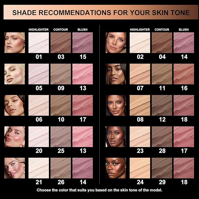 FOCALLURE 3 Pcs Cream Contour Sticks,Shades with Highlighter & Bronzer & Blush,Non-greasy Long-wear Face Contouring Pen,Easy to Sculpt the Face and Create a Lightweight Finishing Makeup,UNIVERSAl
