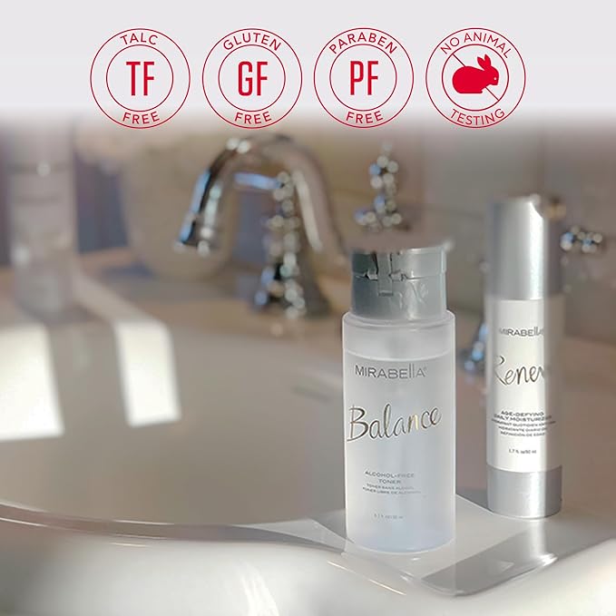 Mirabella Balance Toner for Face, Unscented Alcohol-Free Toner Offers Restorative Hydration & Cleansing for All Skin Types, Even Sensitive Skin, with Hyaluronic Acid, Glycerin, Aloe, & Witch Hazel