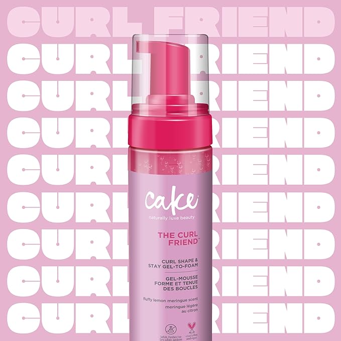 Cake Beauty Gel-to-Foam Curl Styler, The Curl Friend – High Hold & Definition - Frizz Protection- Infused with Coconut Oil & Shea Butter - For Curly Hair- 6.8 fl oz./ 200 mL