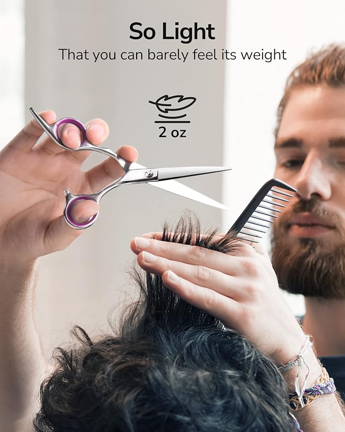 Hair Cutting Scissors, ULG Professional Hair Scissors 6.5 inch Right-Hand Razor Edge Barber Shears Salon Hair Cutting Shears Made of Japanese Stainless Steel, Hand Sharpened Pink