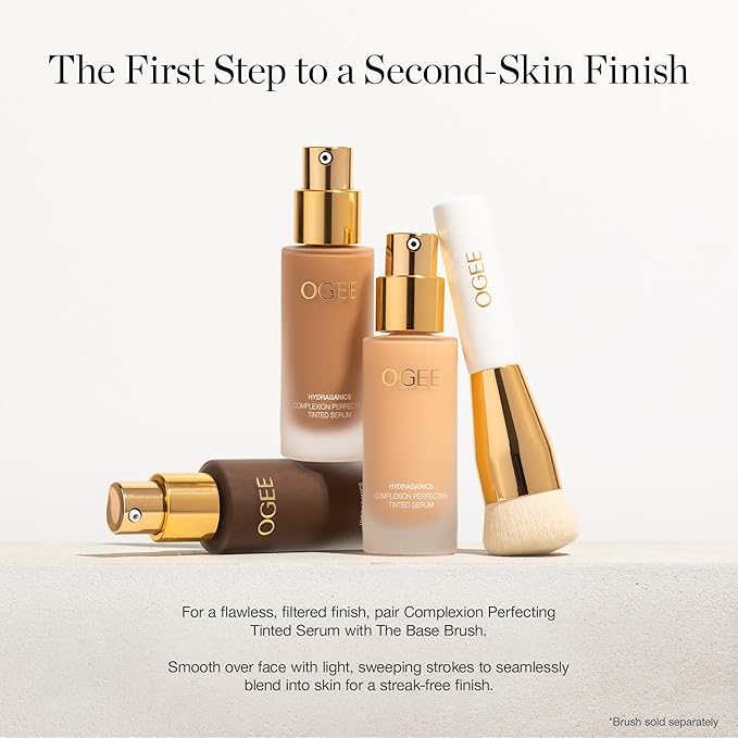 Ogee Complexion Perfecting Liquid Foundation - Lightweight Tinted Moisturizer For Face (Chestnut 13.75W - Deep Auburn, Rich-Golden Undertones) - with Vitamin C & Jojoba Oil - Certified Organic