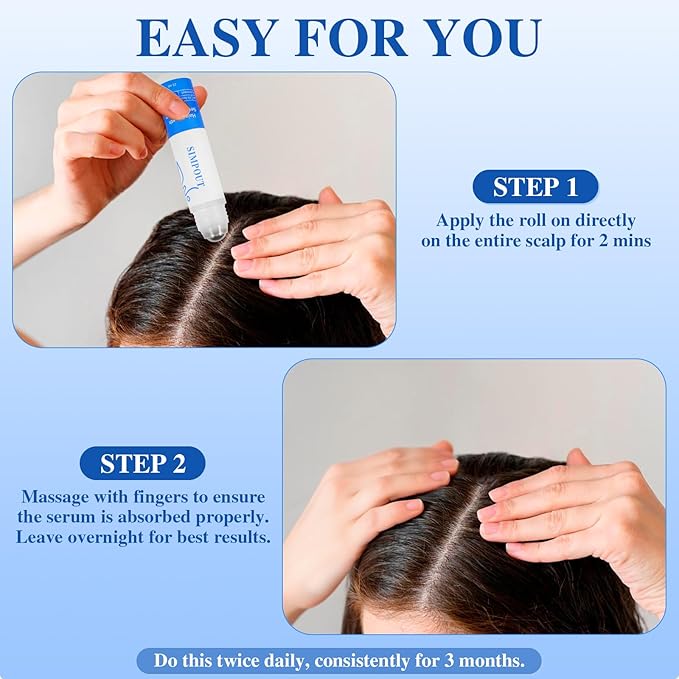Rosemary Hair Growth Serum Roll On, Nourishing Scalp Hair, Thicker & Stronger Hair, Reduces Hair Fall, Suit for Women Men, For All Hair Types(Rosemary)