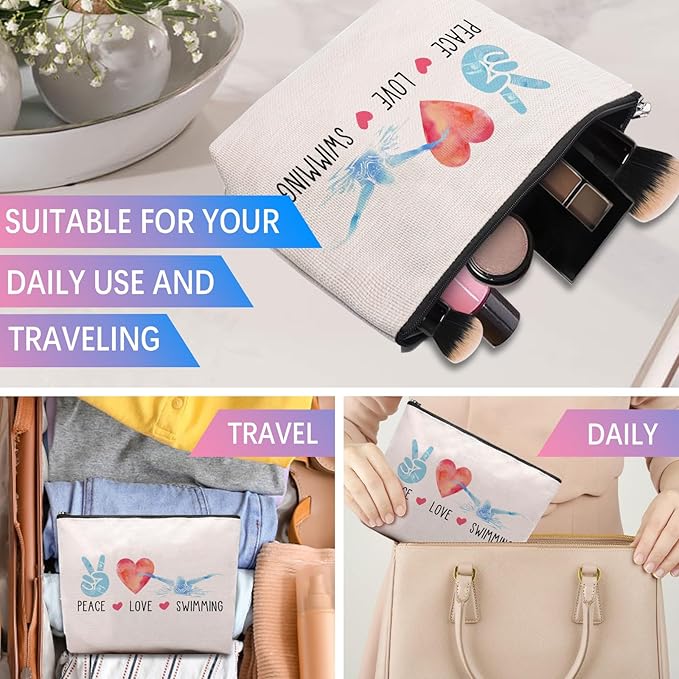 Funny Swimming Gifts for Women, Swimming Team Gifts Swim Coach Teacher Gifts, Swimming Makeup Bag Birthday Gifts for Swimmer Women Her Female