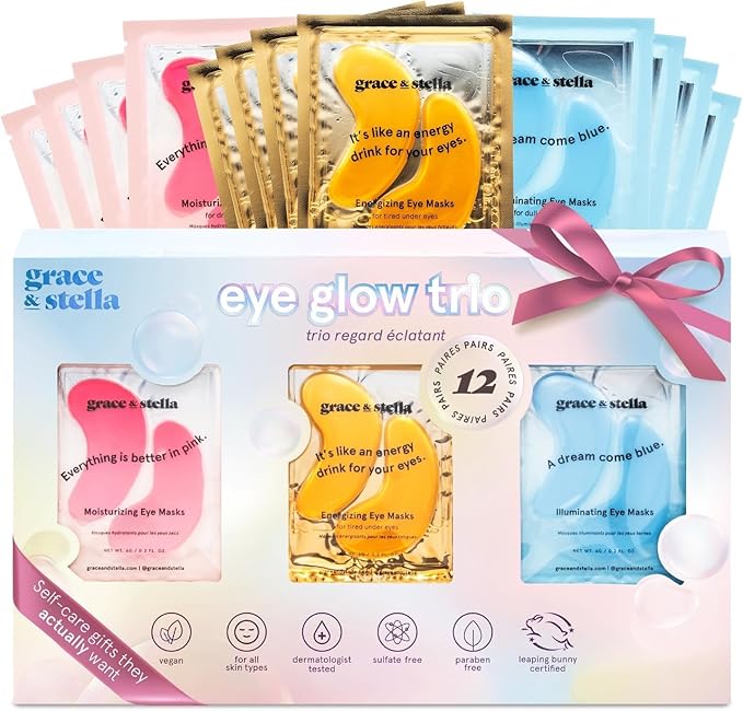 grace & stella Under Eye Patches (12 pairs) Eye Masks for Puffy Eyes and Dark Circles - Stocking Stuffers, Christmas Gifts for Women - Gifts for Birthdays, Bachelorette Party, Bridesmaids, Self Care