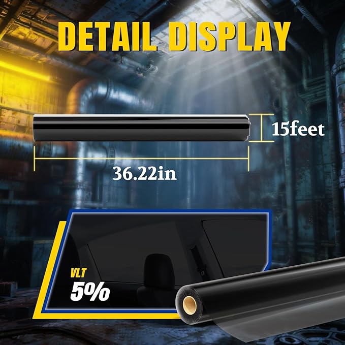 ARANA Nano Ceramic Car Window Tint Film 5% Percent - 36" x15FT Heat & UV Blocking Privacy Anti-Glare Scratch & Explosion Proof Tinted Film Limo Black for Cars & Trucks