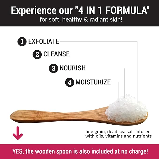 pureSCRUBS Premium Sea Salt Body Scrub Set - Large 16oz Peppermint Scrub With Infused Essential Oils & Nutrients, Includes Wooden Spoon, Loofah & Oatmeal Exfoliating Bar Soap