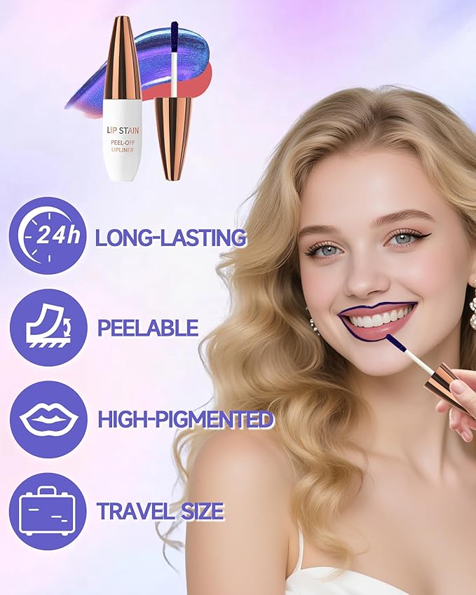 Lip Stain Peel Off, Waterproof Long Lasting Qiciy Tattoo Lip Gloss Color Peel Off Lips Tint Stain, Transfer-Proof Matte Tinted Lips Liner, High Pigmented Tattoo Lipstick Makeup Gifts for Women-04 Red