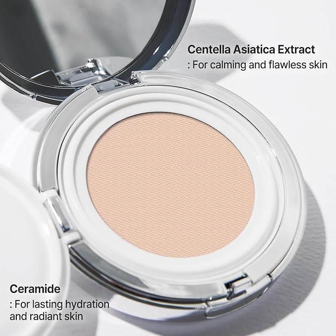 2aN Gleaming Tension Cushion Foundation Pact 0.45 oz, Korean Cushion Foundation Makeup, Lightweight & Buildable Coverage with Ceramides and Centella Asiatica (#23 Natural Beige. Pack of 1)