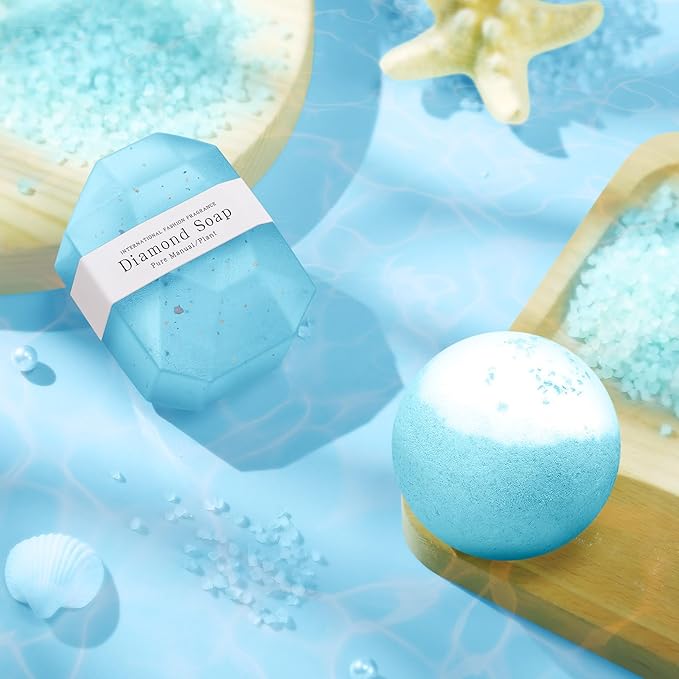 Happy Birthday Gifts for Women Mom Her Friend Sister Wife Grandma, Self Care Gifts Get Well Gifts Unique Relaxing Spa Gift Basket Set, Christmas Gifts for Women Mom Grandma (Blue)