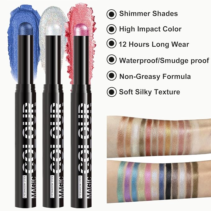 Bronze Eyeshadow Stick, Cream Eyeshadow Stick Pencil, High Pigment Waterproof Long Lasting Eye Shadow Pen, Women Multi-Dimensional Eye Highlighter Stick (09#)