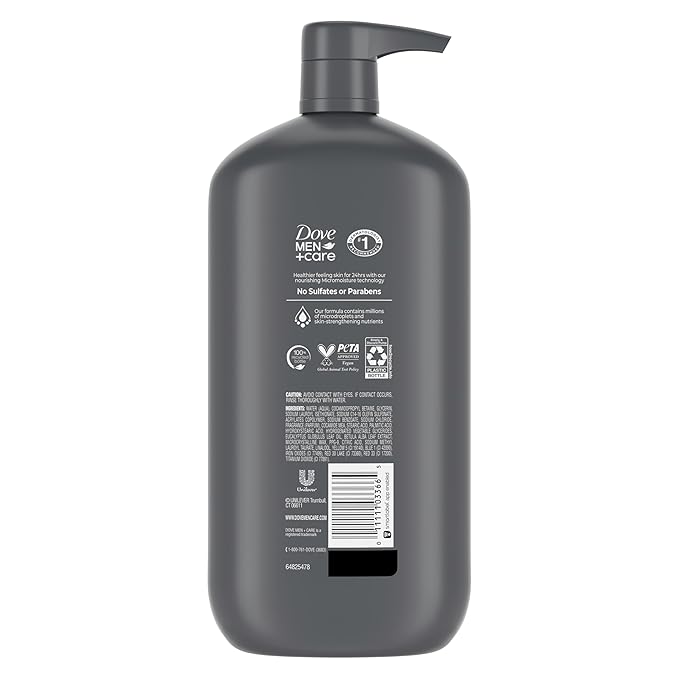 DOVE MEN + CARE Relaxing Blue Eucalyptus + Birch Body and Face Wash with 24-Hour Nourishing Micromoisture Technology Body Wash for Men 30 oz