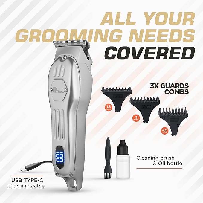 Fagaci Professional Hair Trimmer & Hair Clippers Set with Precise Cutting, Cordless Hair Clippers for Men Professional, Barber Clippers, Hair Trimmers for Men, Hair Clippers Cordless 440C Blades