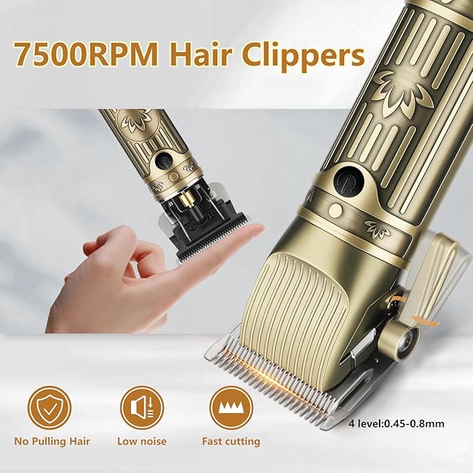 Hair Clippers for Men Professional,Beard Trimmer Hair Trimmer Kit,Cordless Clippers and Trimmers Set,Electric Razor Shavers for Men,Nose Trimmer Mens Grooming Kit for Barber,LED Display