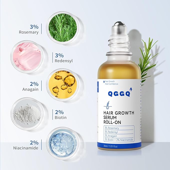 Hair Growth Serum Roll-On 30ml | Patented Blend with 3% Rosemary, 3% Redensyl, 2% AnaGain, Biotin & Niacinamide | No-Rinse, Fast-Absorbing | For Thinning Hair & All Hair Types (1.01 Fl Oz (Pack of 1))