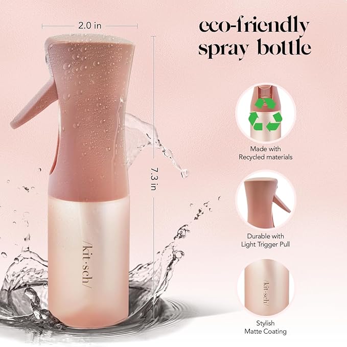 Kitsch Continuous Spray Bottle for Hair – Fine Mist Water Mister & Water Spray Bottle – Recycled Hair Spray Bottle – Spray Bottles for Cleaning, Styling, Plants & More – Terracotta, 150ml