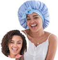 Silk Satin Bonnet Hair Wrap for Sleeping Women, Adjustable Tie Band Double Layer Sleep Night Head Cover for Curly Braid Fine