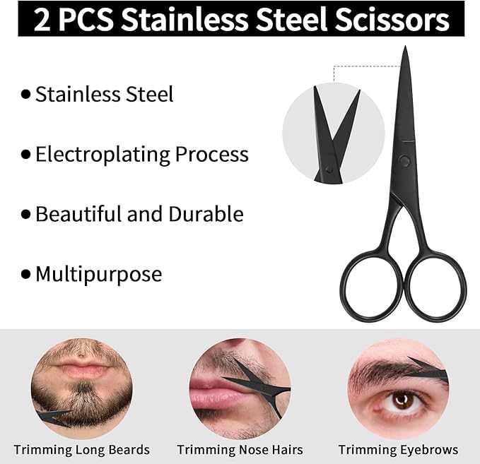 Beard Shaper for Men Beard Shaping Tools - Beard Straightener, Beard Template Guide, Professional Straight Edge Razor, Edge Blade, Barber Pencil, Beard Comb, Scissor, Gifts for Men Boyfriend Husband