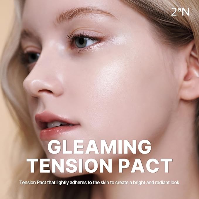 2aN Gleaming Tension Cushion Foundation Pact, Korean Cushion Foundation Makeup, Lightweight & Buildable Coverage with Ceramides and Centella Asiatica (#21 Light Beige, 0.45 oz)
