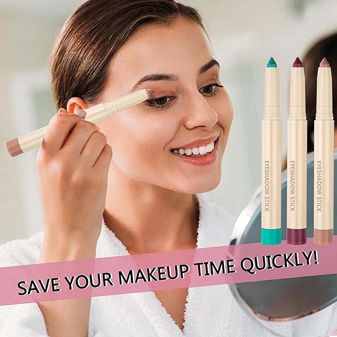 Blue Eyeshadow Makeup, Waterproof Hypoallergenic Long Lasting Eye Liner, Highlighter Matte Cream Eye Shadow Stick, Glitter Primer Palette Shimmer Eyeliner Pen
