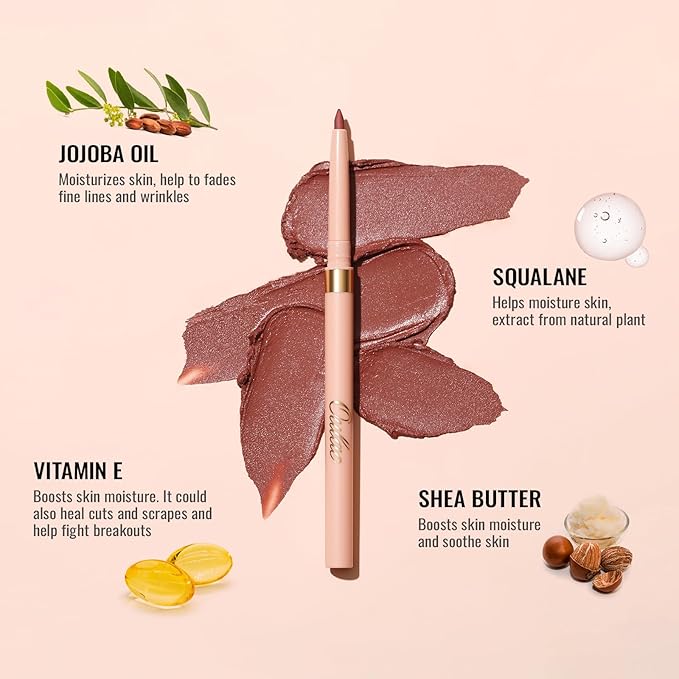 Oulac Pink Retractable Lipliner Pencil 2in1 Waterproof Makeup Crayon for Lip Liner and Eye Liner, Smooth and Creamy, Long Lasting Matte Finish, Vegan Beauty, 04 Pink Treat