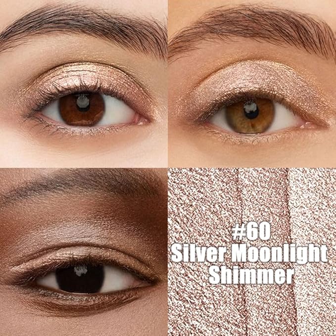 Champagne Silver Shimmer Cream Eye Shadow Stick Makeup for Women, Shimmer Eyeliner Pencil Eyeshadow Brightener Stick for Eyes, Waterproof Eyeshadow Applicator Blendable, sombras para ojos 60#