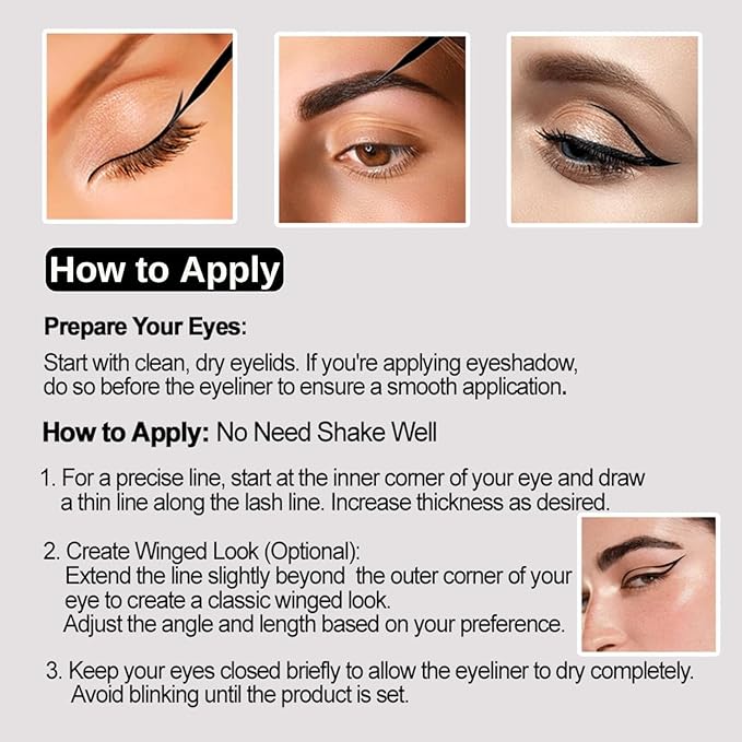 UOG (United One Liquid Eyeliner & Eyebrow Liner - Waterproof, Semi-Permanent, Smudge-Proof, Lasts Up to 7 Days, Allergy-Free with Precise Slender Tip. 5.0 mL/0.54 Fl oz(3 packs) (Black, 3 PCS)