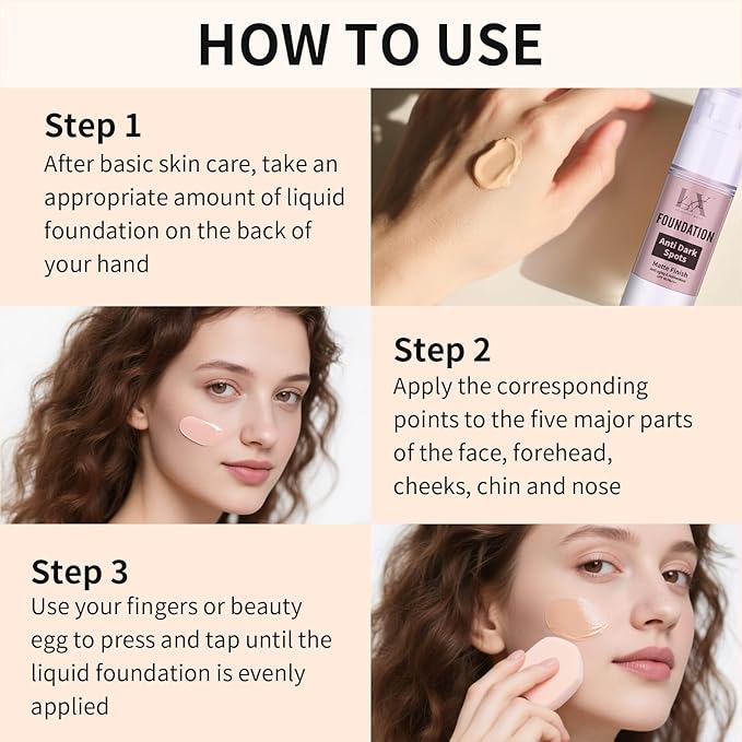 Anti-Dark Spot Liquid Foundation - Collagen Serum Foundation Infused with 2% Niacinamide, High Coverage For A Smooth & Satin Finish, 101 Light
