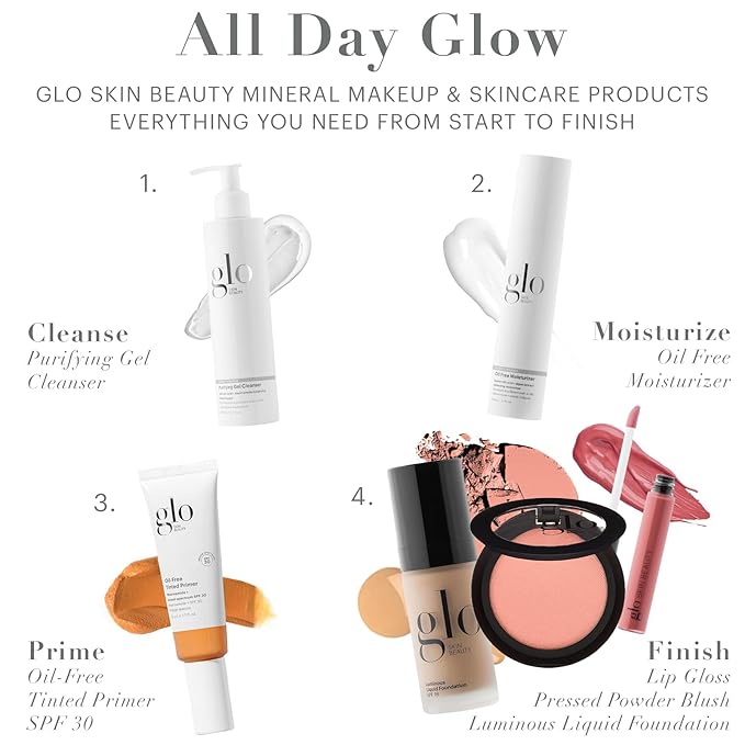 Glo Skin Beauty Luminous Liquid Mineral Foundation Makeup with SPF 18 (Caramel) - Improves Uneven Skin Tone, Smooths & Corrects Imperfections, Sheer to Medium Coverage, Dewy Finish