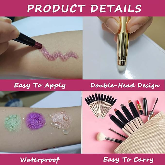 White Eyeshadow Stick Halloween Makeup, Cream Smooth Shimmer Single Eyeshadow Pencil, Hypoallergenic Waterproof Long Lasting Eye Shadow Highlighter Stick Liquid eyeshadow Eye Primer(01# White Shimmer)