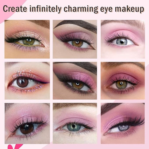 18Colors Purple Pink Nude Shimmery Eyeshadow Palette Makeup,Light Purple Mauve Glitter Sparkly Eye Shadow Long Lasting Waterproof Naturing-Looking Blendable for Beginners