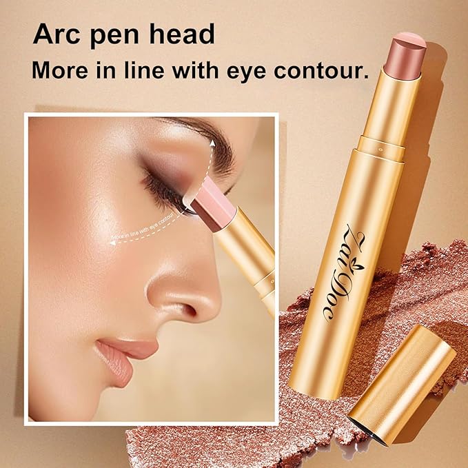 3 Color Eyeshadow Stick, Long Lasting & Waterproof Creamy Eye Shadow, with Vitamin E Makeup for Day & Night Look, caffeine orange, 1.13 Oz (Glittering rose)