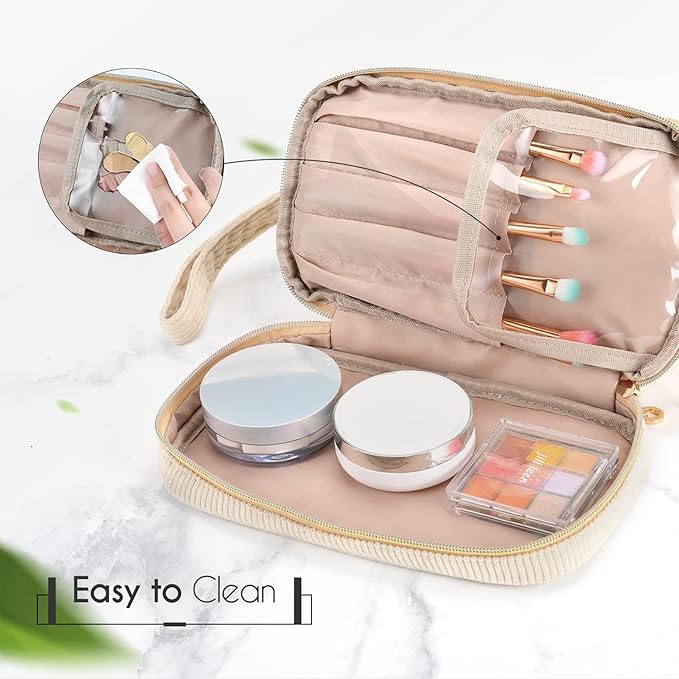 Makeup Bag for Girls Gift, Personalized Christmas Gifts Initial Women Makeup Bag for Travel, Double Layer Cosmetic Bag with Brush Organizer Preppy Make up Bag for Teen Girl Trendy - MRS