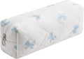 Cute Floral Cotton Makeup Brush Cosmetic Bag for Women, Travel Quilted Zipper Make Up Bag, Flowers Toiletry Organizer Case Kawaii Makeup Cosmetic Travel Cloth Pouch (Blue Bow Tie)