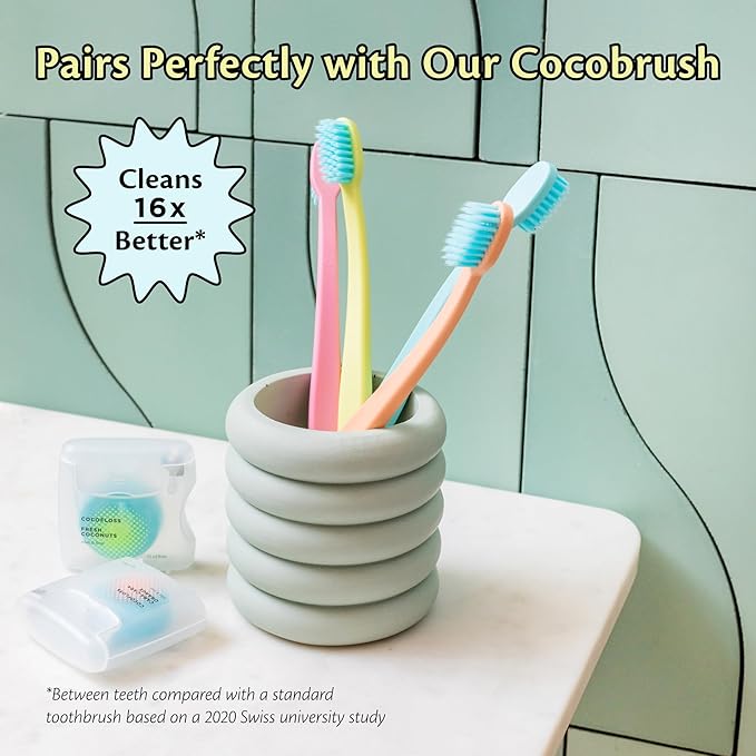 Cocolab Woven Dental Floss, Dentist-Designed Oral Care, Coconut Scent, Waxed, Expanding, Kid-Friendly String Floss with Coconut Oil, 4 Spools (33 yd Each)