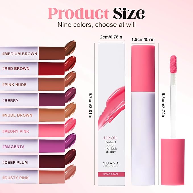 Lips Staining Lip Oil, 2025 Upgrade Lips Staining Long-Lasting Moisturizing Lip Oil Both an Oil and a Stain, Dynamic Finish Lip Tint Lips Oil Glossy Creamy Texture for Girl and Women (ROSE)