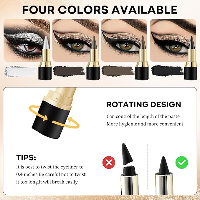 EverGlider Black Gel Eyeliner Pencil, Waterproof Long-Lasting Natural Cream Eyeliner for Smooth Precise Lines, Matte Black Eye Liner Crayon for Daily Makeup & Smokey Eye Looks (04# Black)