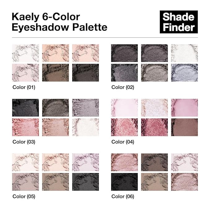 evpct 6 Colors Natural Eyeshadow Palette, White Nude Pink Taupe Dark Black Matte High Pigment Blendable Mini Travel Eyeshadow Palette Makeup for Older Women, Long Lasting Waterproof, Built in Mirror