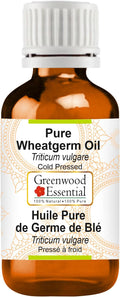 Greenwood Essential Wheatgerm Oil (Triticum vulgare) | Cold Pressed | Natural | Undiluted | For Diluting Essential Oils | For Skin & Massage | Men & Women | 10ml (0.33 oz)