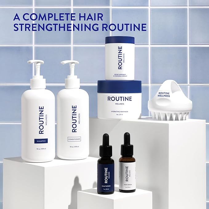Routine Wellness Anti-Thinning Shampoo for Thinning Hair - Biotin DHT Blocker Women & Men - Color Safe Shampoo for Hair Loss & Healthy Hair - Cucumber - 14oz