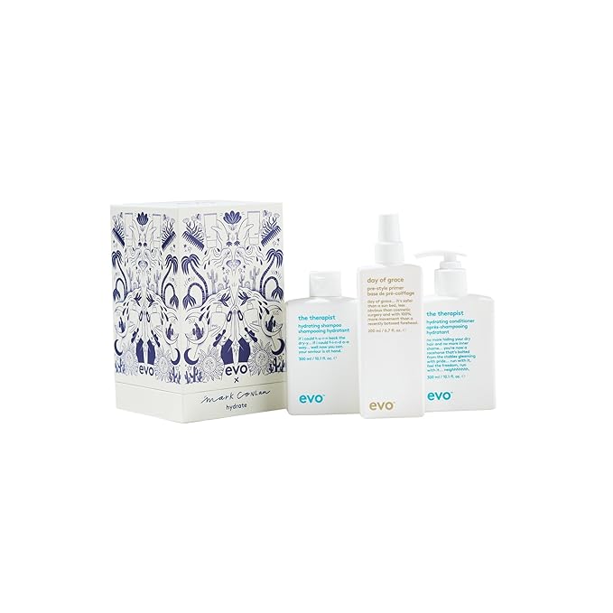 Evo - Good givin' - Hydrate Haircare Gift Set - Therapist Shampoo and Conditioner, Day of Grace Pre-Style Primer