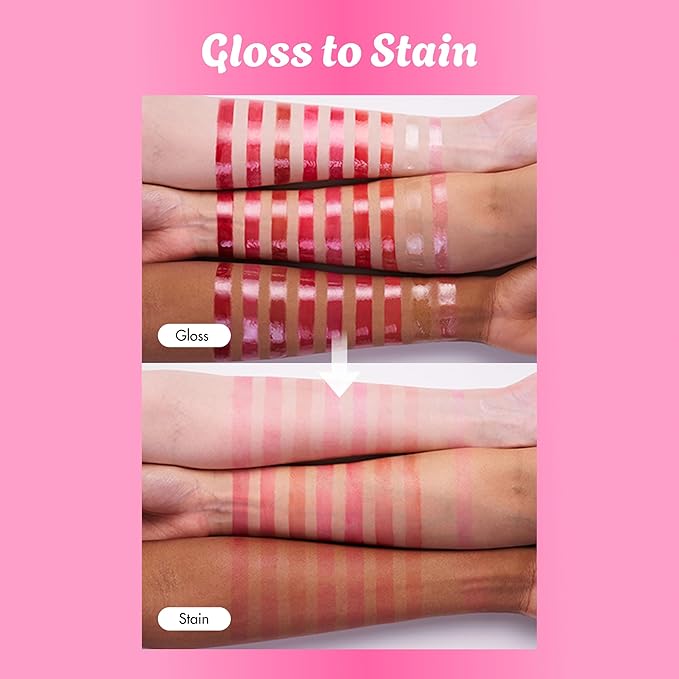 COLORGRAM Fruity Glass Tint Pearl Gloss | Long Lasting & Waterproof Lip Stain | Glossy Transparent Dewy Lip Gloss with subtle Pink Glitter, Buildable & Blendable for Glowing, Sparkling effect 0.11 Oz.