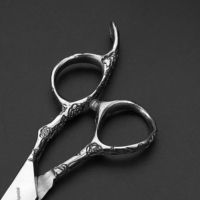 6/7/8 Inch Professional Hairdressing Scissors Barber Rose Pattern Hair Stylist Shears Styling Tool Japanese Stainless Steel Clippers (6-in four piece set)
