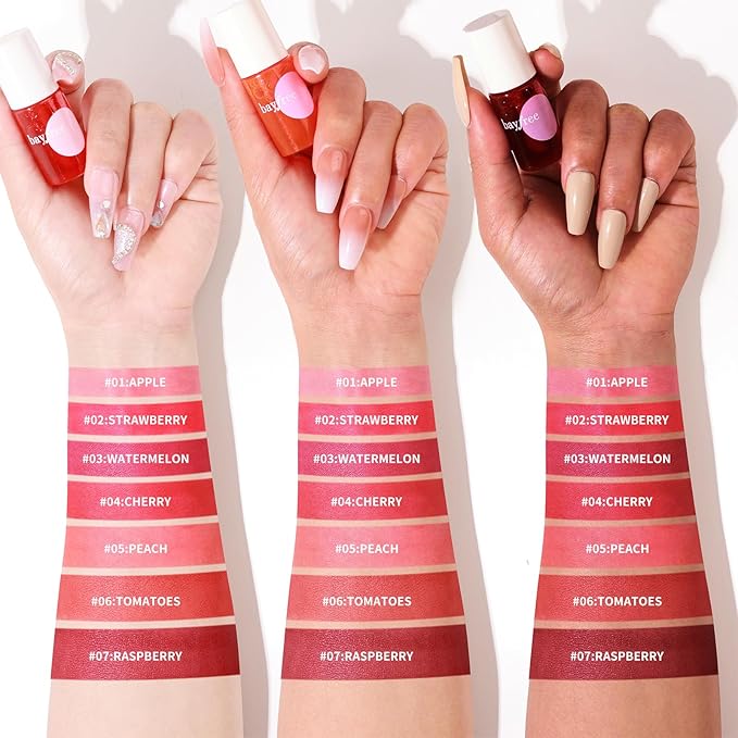 bayfree Lip Tint Stain Set, Korean Water Tint Lightweight Non-sticky, Waterproof Long Lasting Liquid Blush & Lip Stain, Transfer-Proof, Matte Finish Lip Color Makeup (fruit farm)