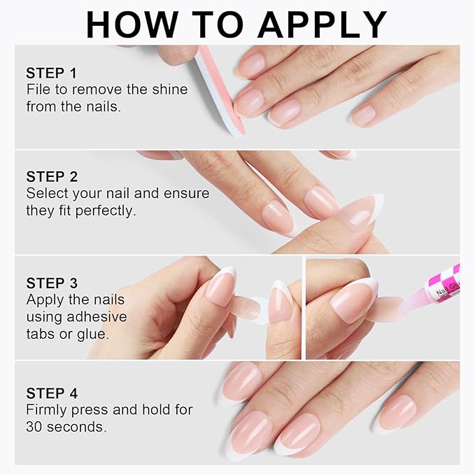 16 size White Almond Press on Nails for Women,32 Pcs Super Short Petite Oval Nails with Glue and Stick, Milky White
