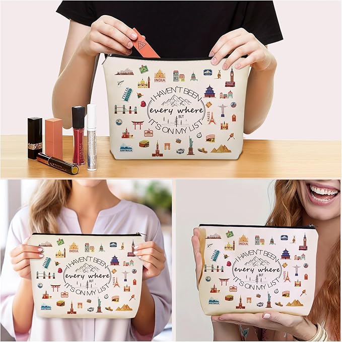World Travel Gifts Makeup Bag Gift: Cute Cosmetic Bag I Haven't Been Everywhere But It's on My List For Teen Girl & Women Travellers.Ideal Trip Gift Cosmetic Bag For Travel, Birthdays.