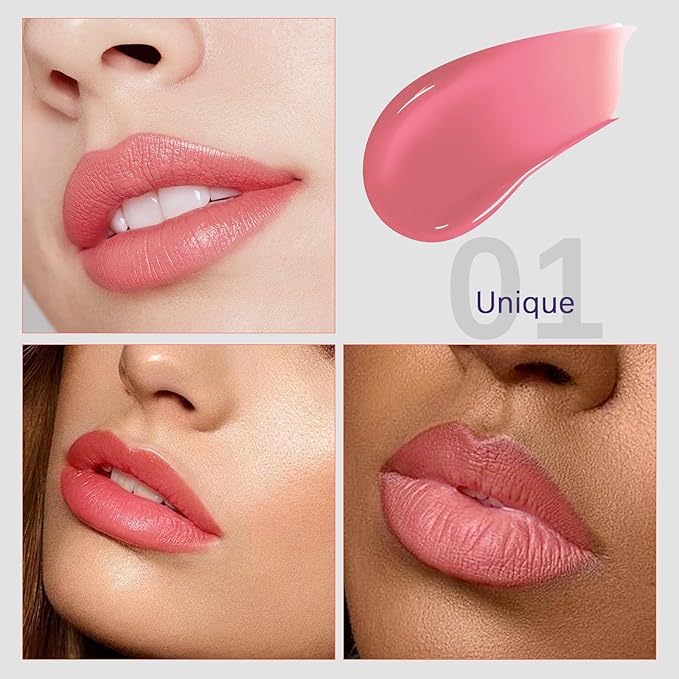 QueenDiary lip stain peel off lip gloss all day long lasting Waterproof and Transferproof lip tint - matte finish peel off lip liner (01#Unique)